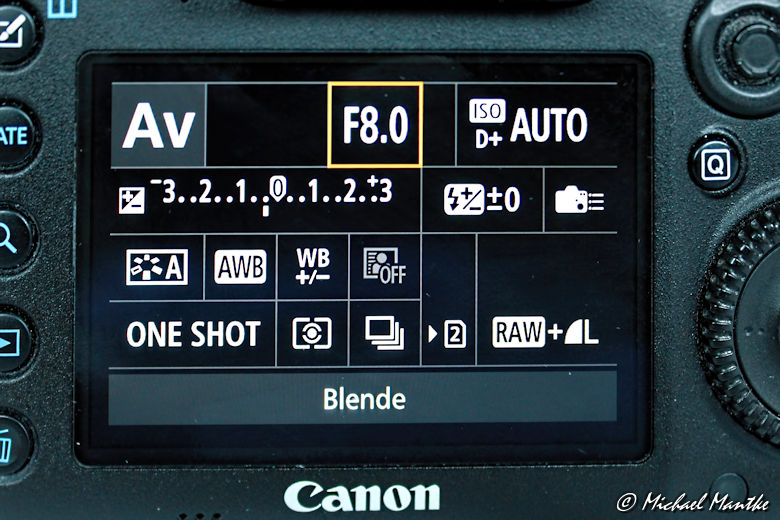 DSLR Kamera Einstellungen Display