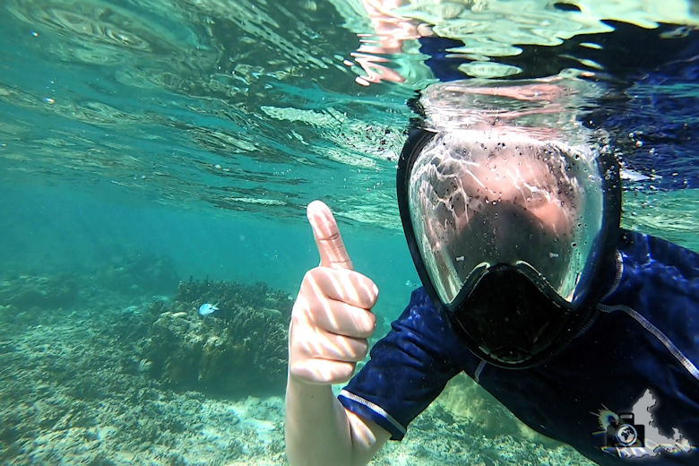 Lucas beim Schnorcheln auf Mauritius