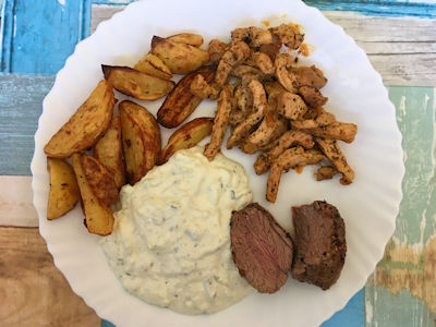 Rezept - Griechisch - Lammfilet, Gyros, Tzatziki, Kartoffelspalten