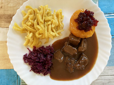 Rezept - Deutsche Küche -Rehragout in Schokoladensauce